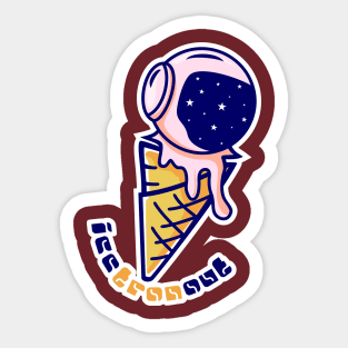 Cute Astronaut With The Sweet Ice Cream Cone Sticker